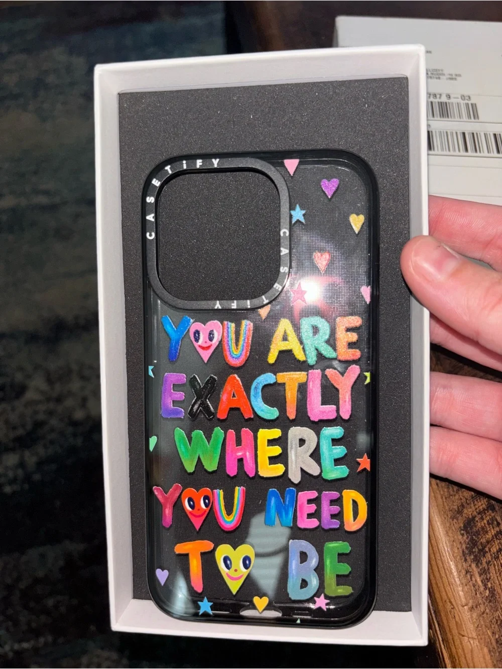 Casetify IPhone 15 PRO Black Phone Case with Multicolor Positive Lettering